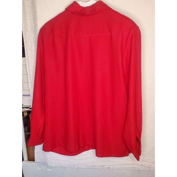 BFA Classics Red and Black Long Sleeve Button down Blouse 18P - Picture 2 of 3